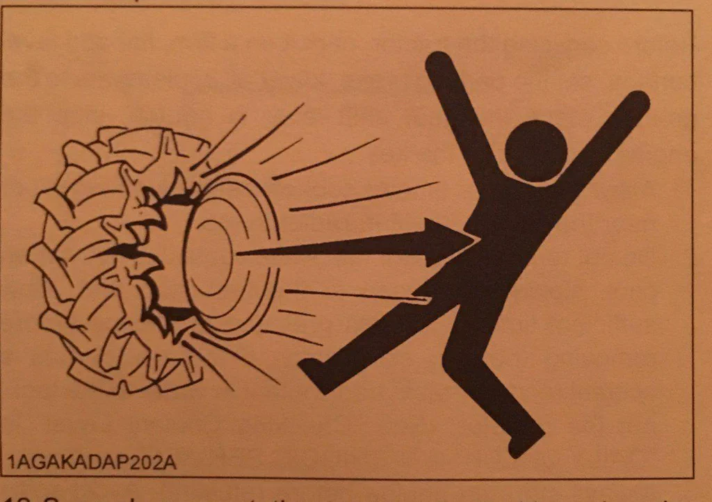 A silhouette of a person being hit by an explosion or force from an artillery shell, with an arrow indicating the impact point.